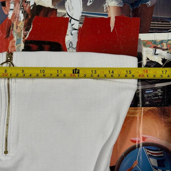 GBG Los Angeles White Ribbed Strapless Tube‎ Top Zipper Front Size M - Picture 3 of 7